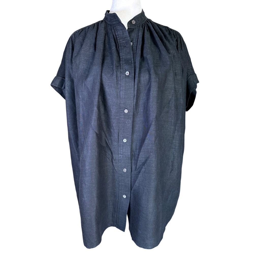 Wilfred Aritzia Top Size XS Oversized Black Blouse Cap Sleeves‎ Pleats Casual